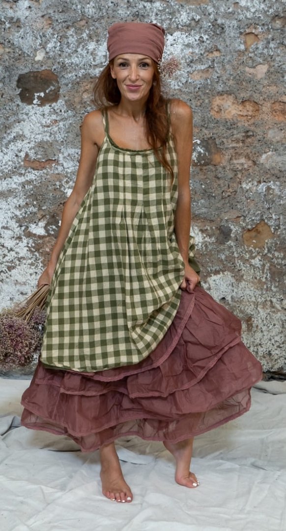 Les Ours Kleid (Dress) ELOISE Coton Rustic Carreaux vert